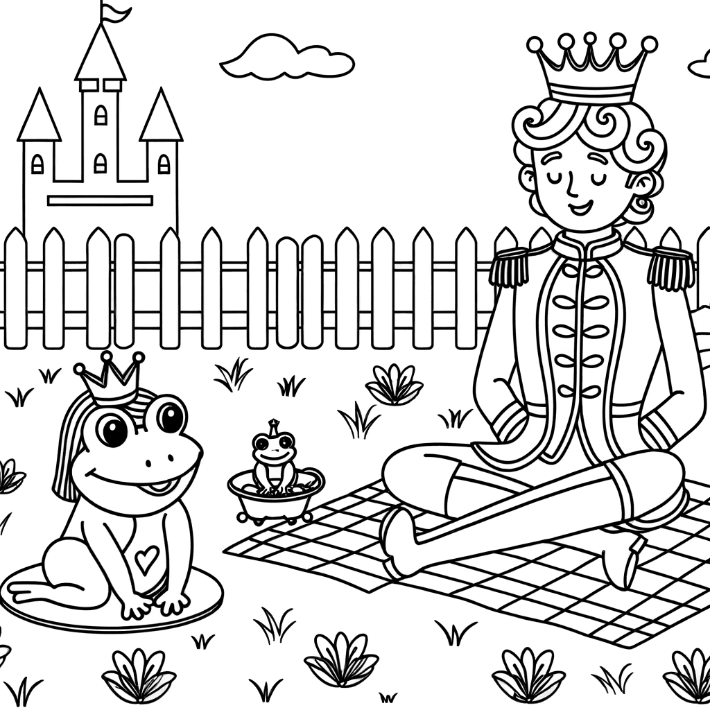 Prinz beim Picknick mit Froschkönig im Schlossgarten