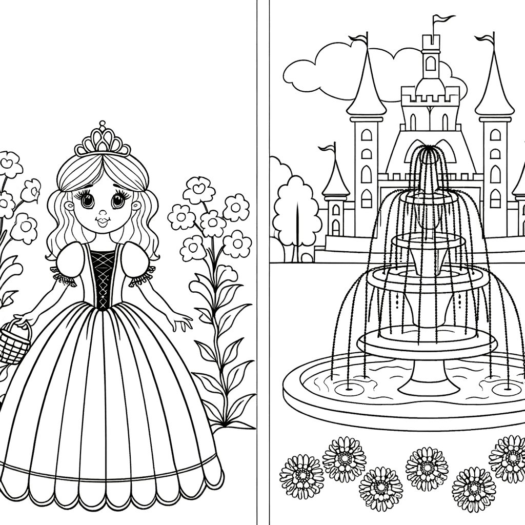Prinzessin im Schlossgarten am Springbrunnen