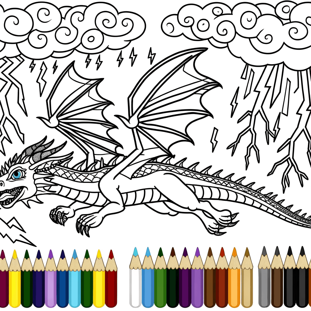 Dragón con alas de arcoíris en la tormenta