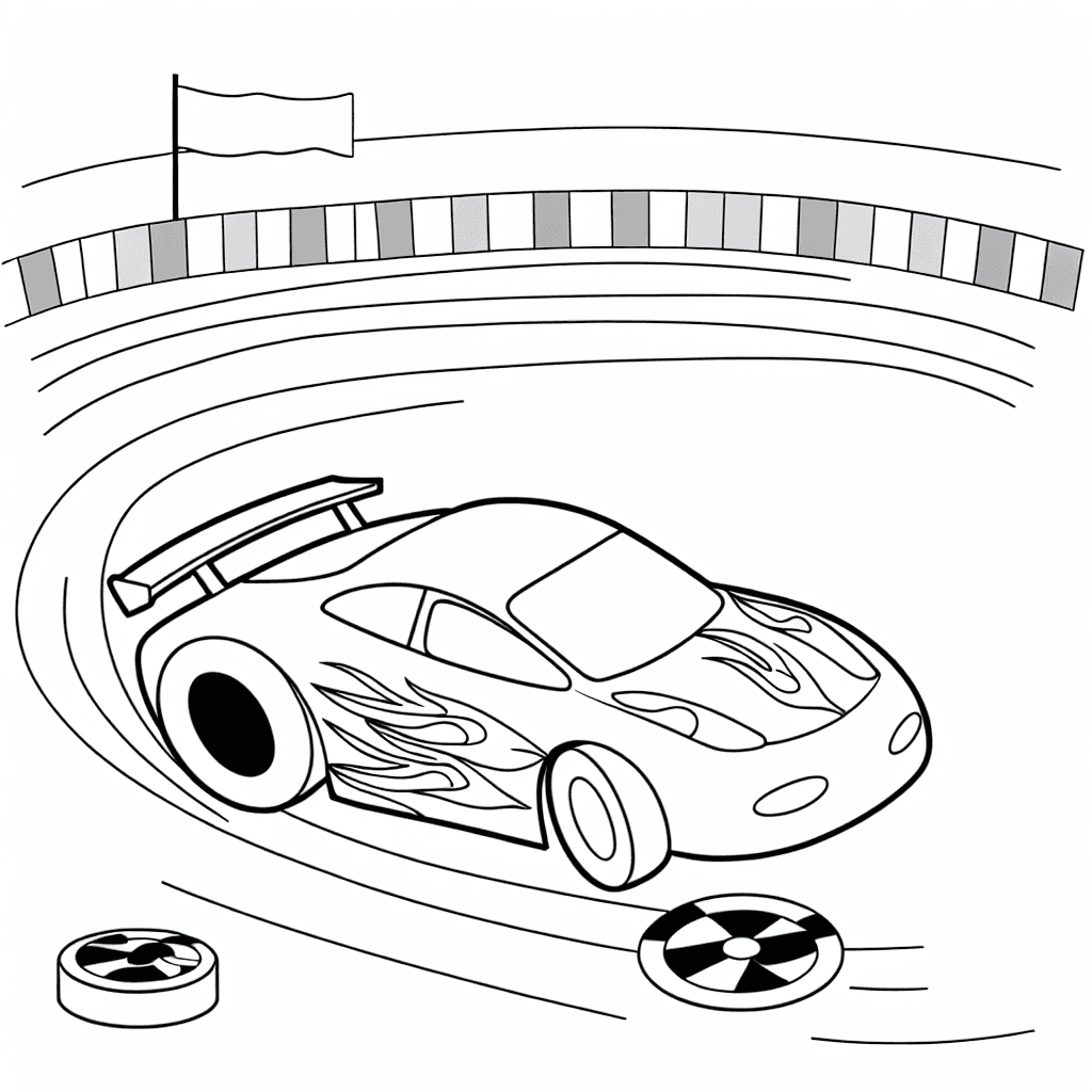 Pagina da colorare auto da corsa dinamica