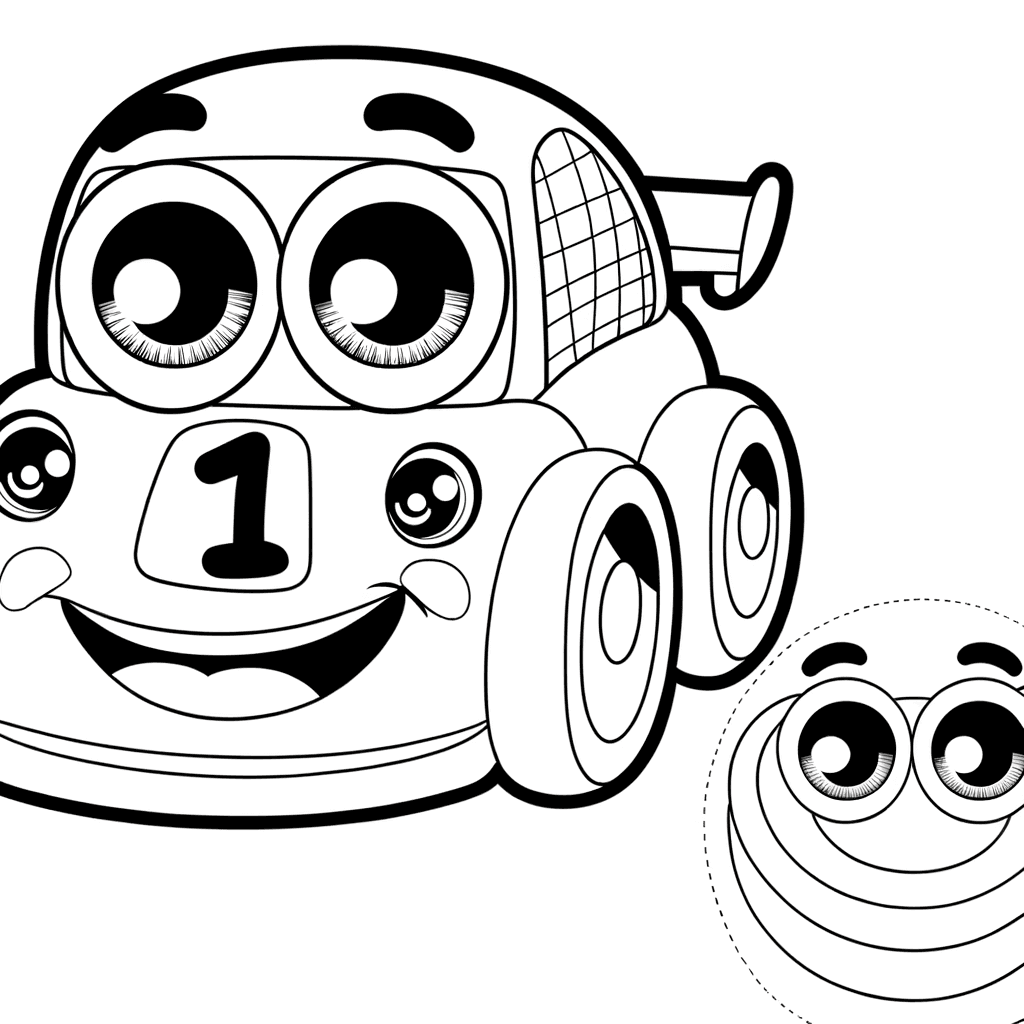 Fröhliches Rennauto mit der Nummer 1