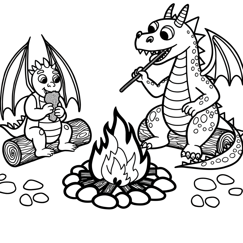 Cavaliere e drago al falò