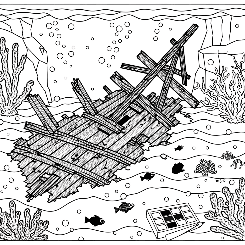 Versunkenes Schiffswrack mit Schatztruhe