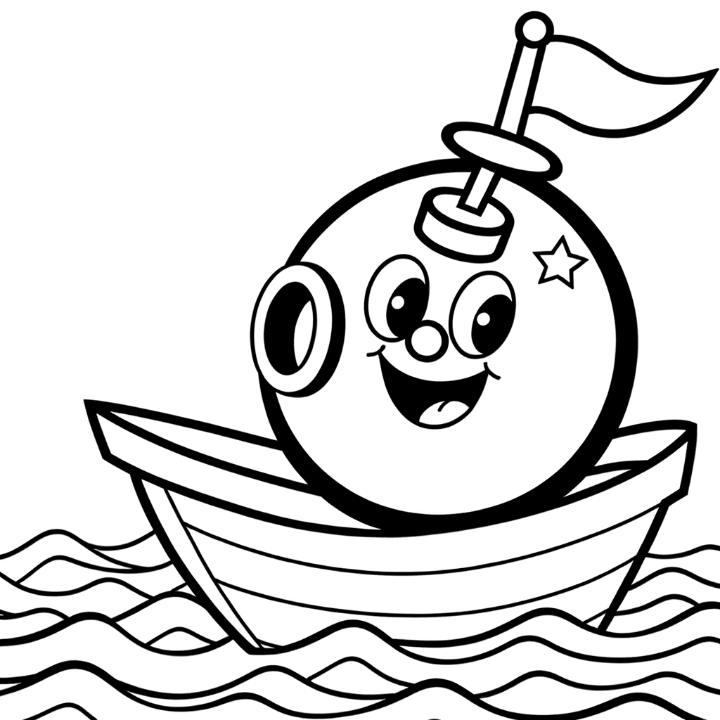 Lustiges Boot mit Stern – Ausmalbild für Kleinkinder