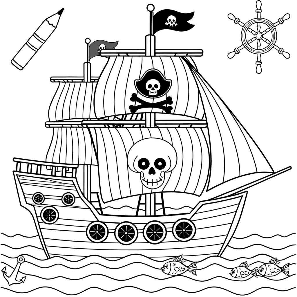 Stolzes Piratenschiff auf hoher See