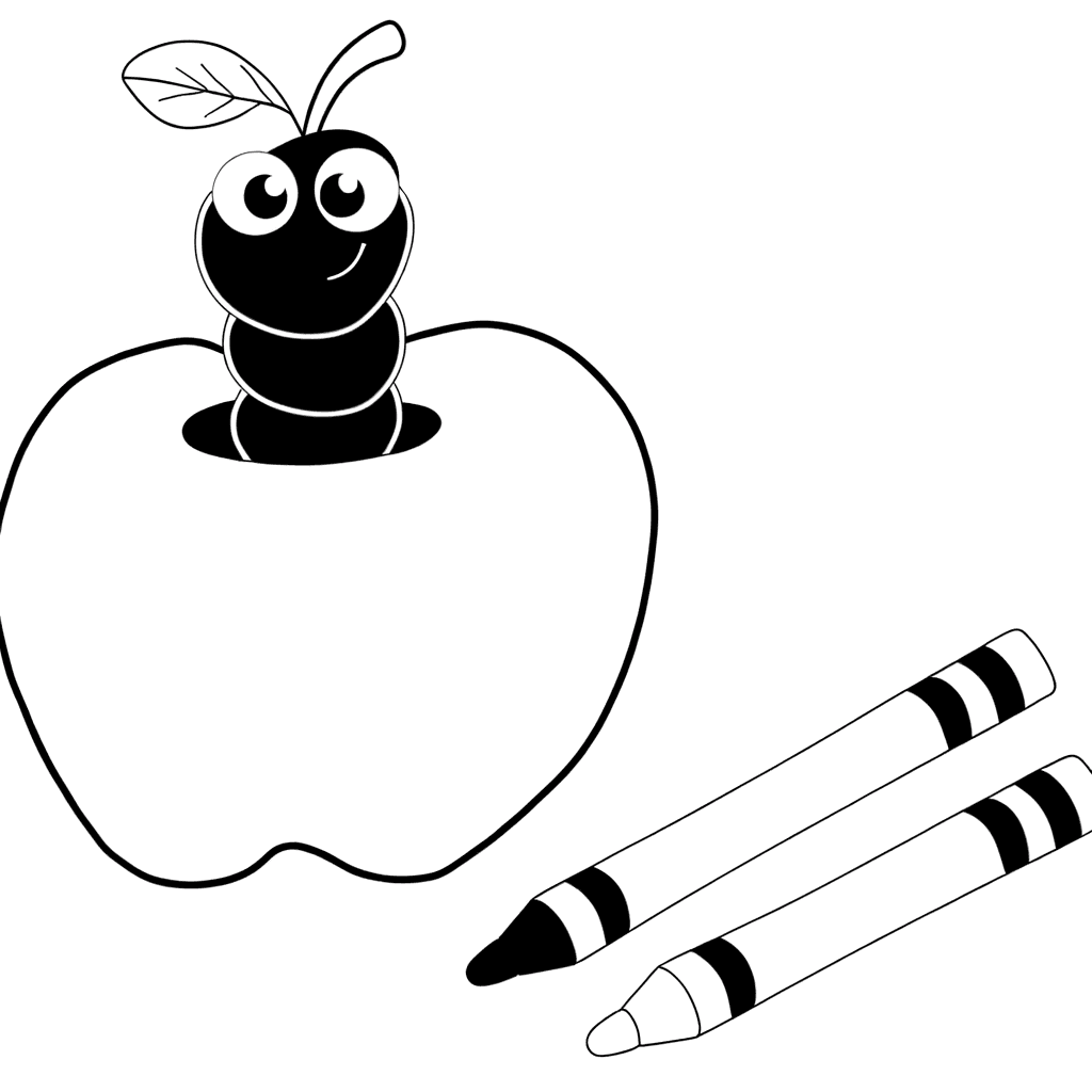 Serpente divertente nella mela da colorare