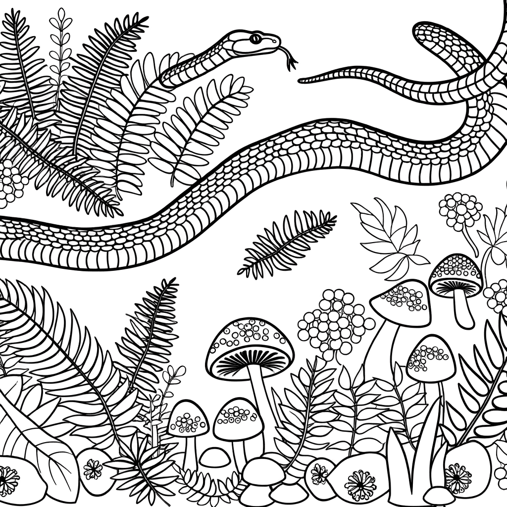 Detaillierte Schlange im exotischen Dschungel