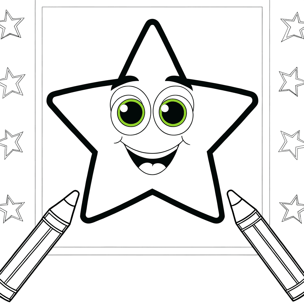 Fröhlicher Stern zum Ausmalen
