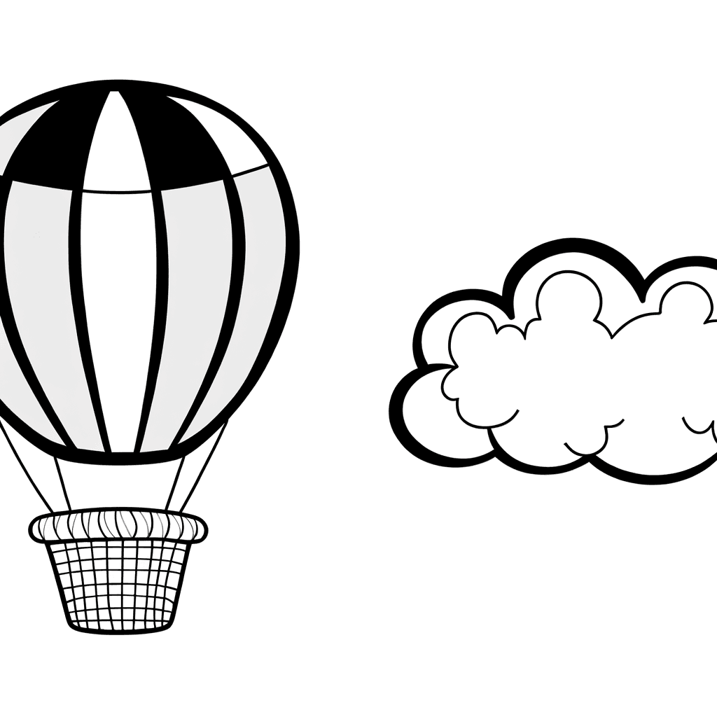 Heißluftballon mit Wolke Ausmalbild