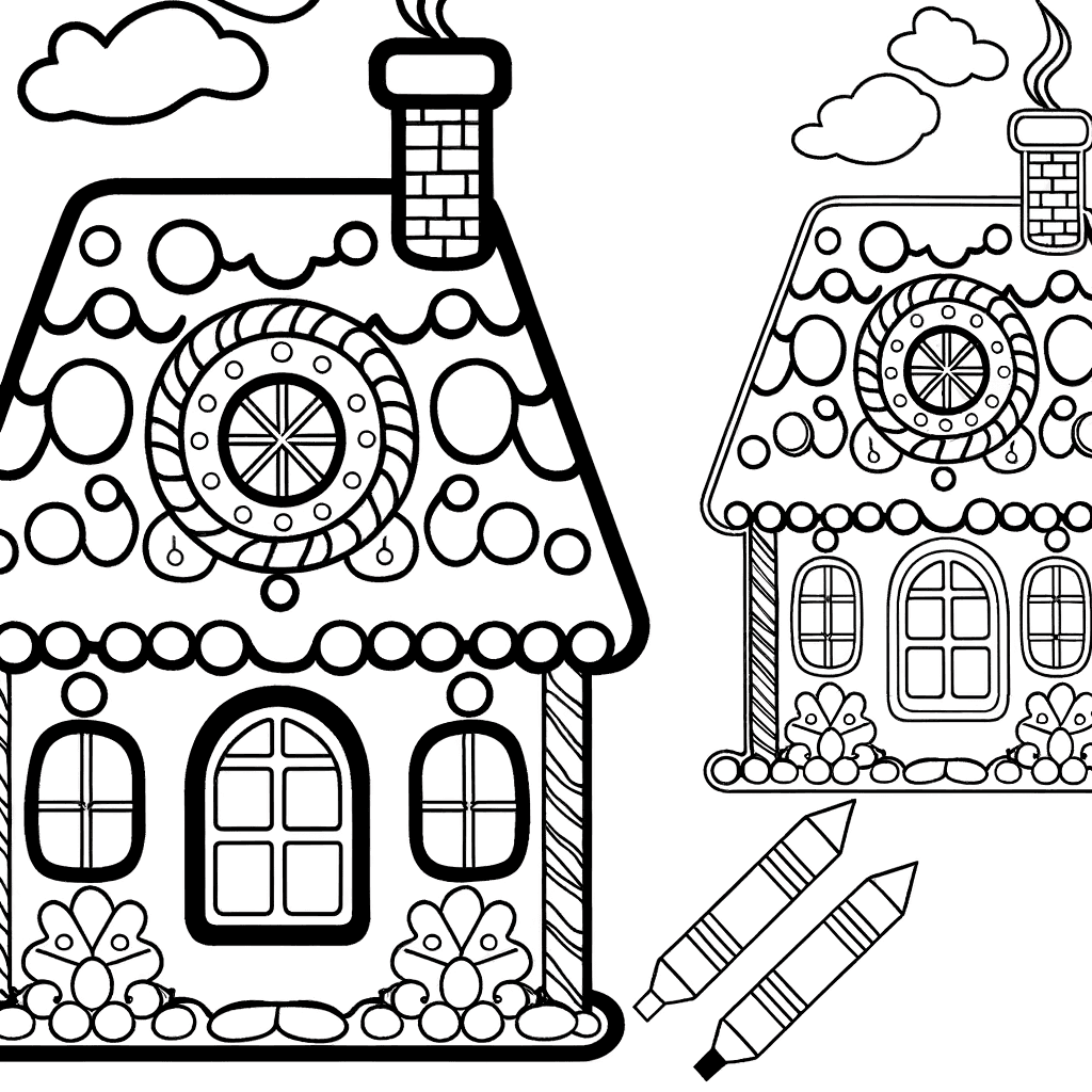 Gemütliches Lebkuchenhaus Ausmalbild