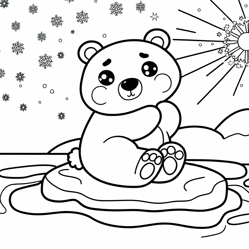 Osito polar tímido en un iceberg