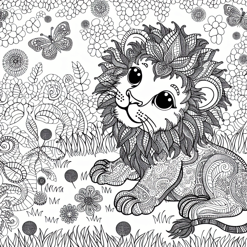 Schattig Leeuwenwelp om in te Kleuren