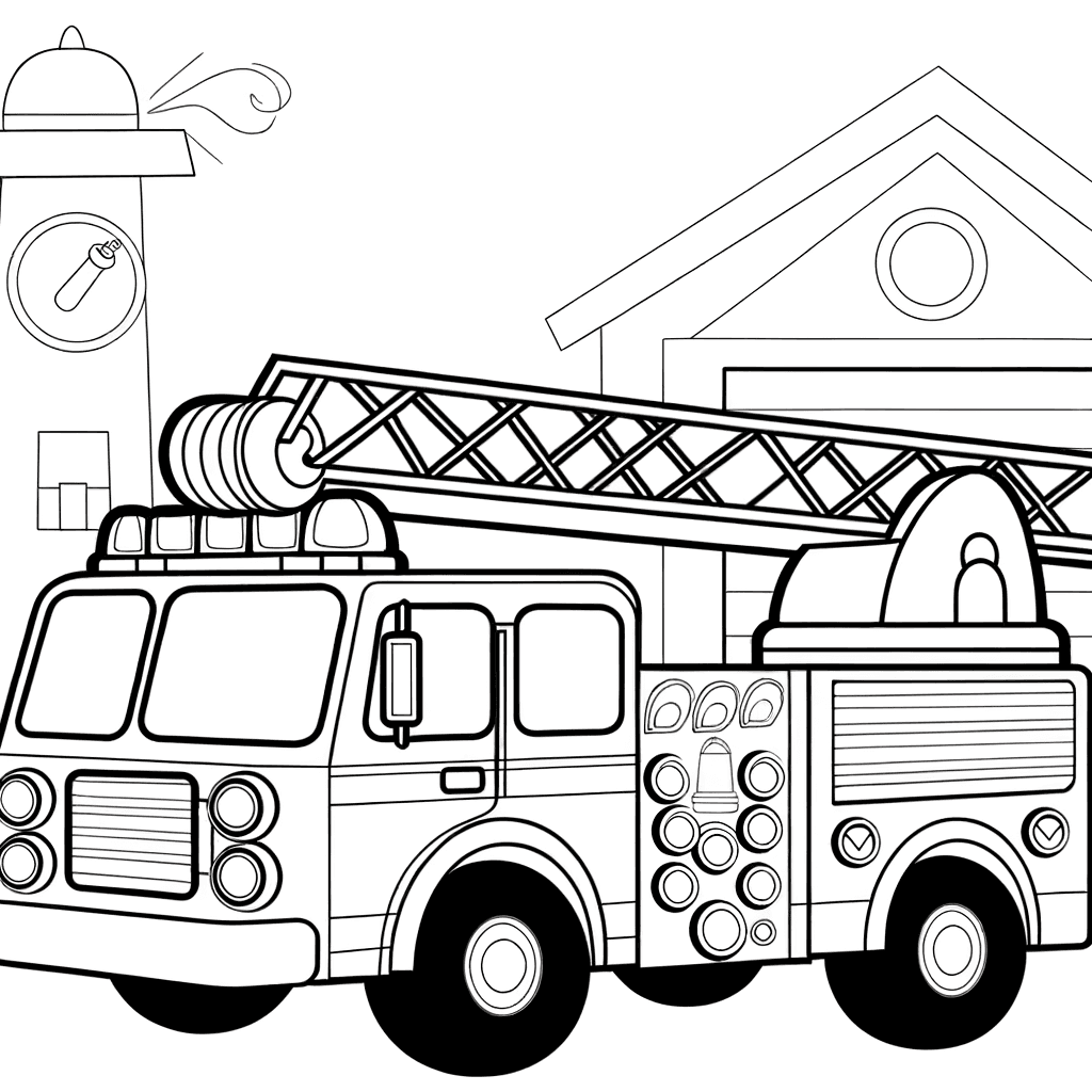 Feuerwehrauto mit Leiter und Blaulicht