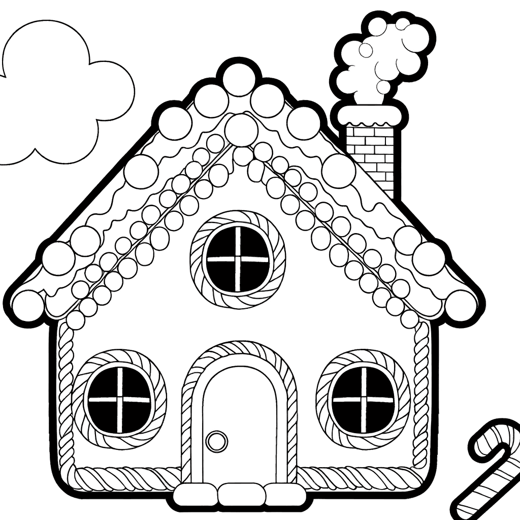 Gemütliches Lebkuchenhaus Ausmalbild