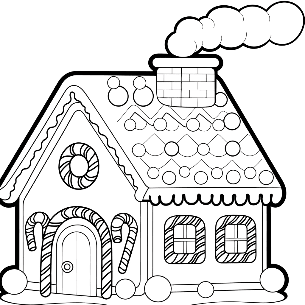 Gemütliches Lebkuchenhaus zum Ausmalen