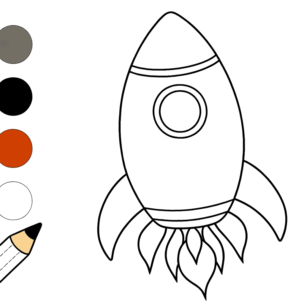 Einfache Rakete zum Ausmalen für Kinder