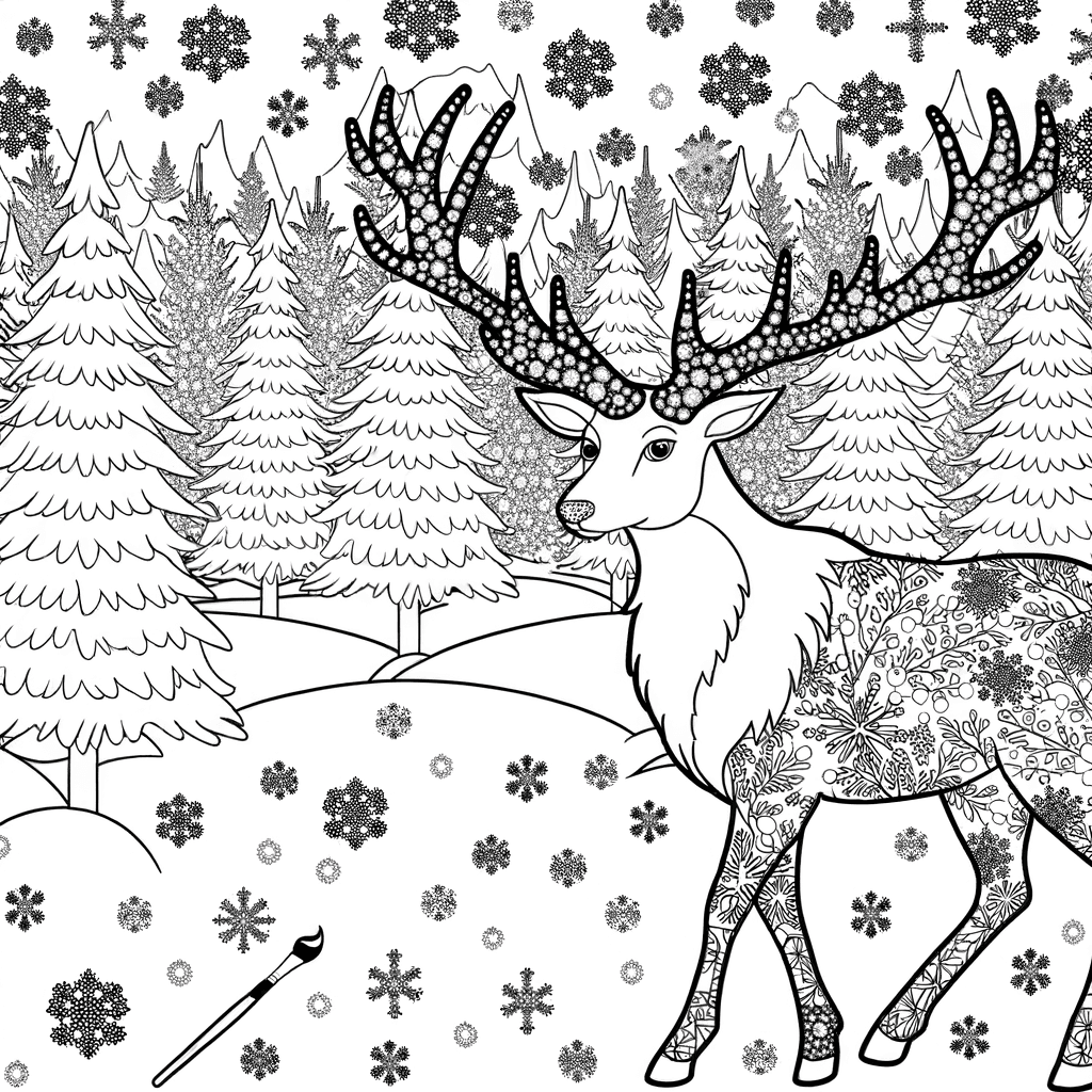 Majestätischer Hirsch im verschneiten Winterwald
