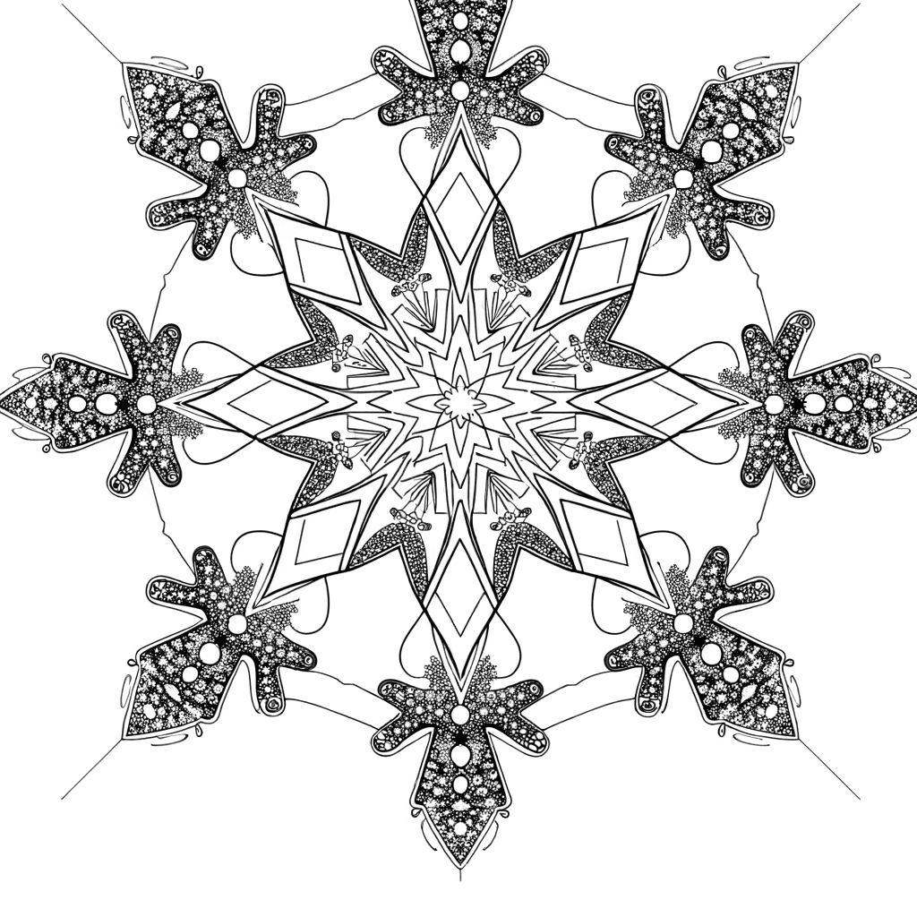 Mandala Schneeflocke im Sternenhimmel