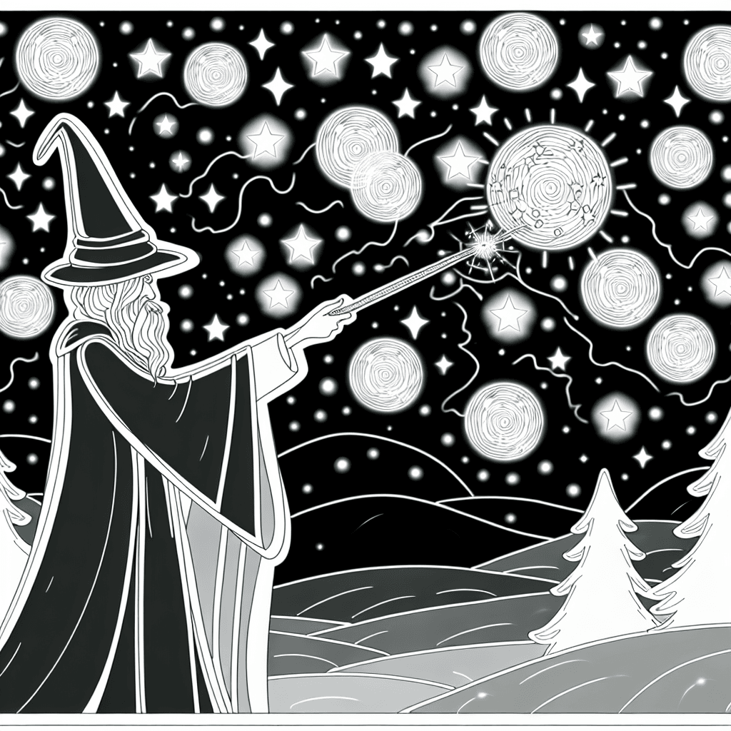 Mago di Notte con Cielo Stellato