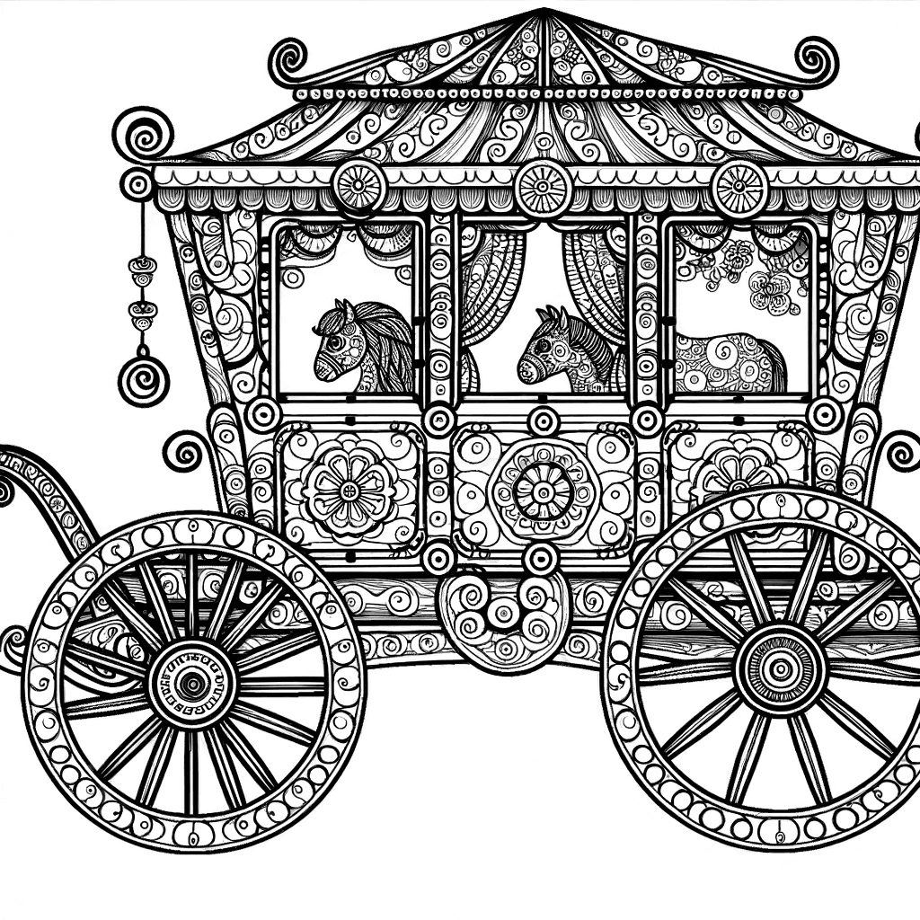 Vintage Zirkuswagen Ausmalbild